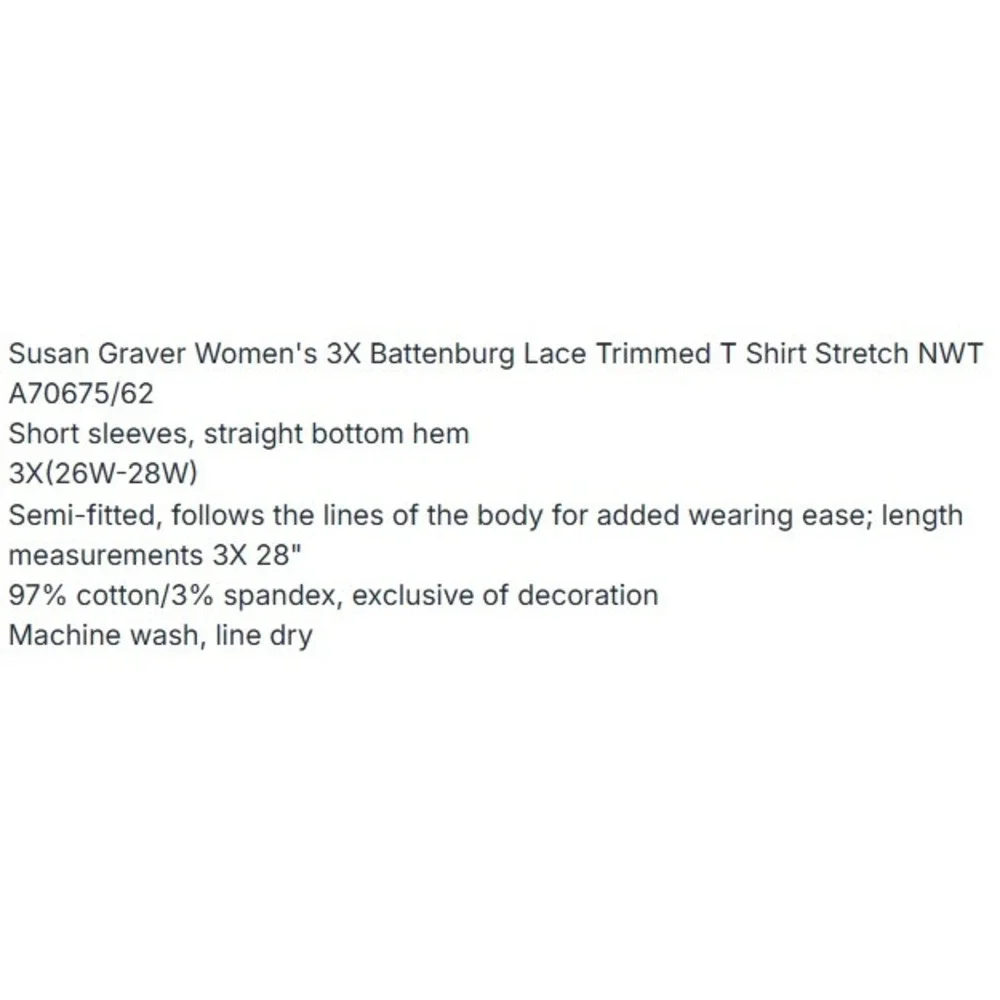 Susan Graver Womens 3X Battenburg Lace Trimmed‎ T Shirt Stretch Coral A70675/62